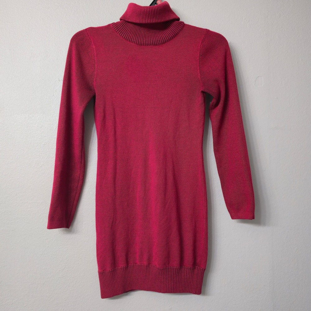 Bisou Bisou Michele Bohbot Red Turtleneck Sweater Dress Long Sleeve Small